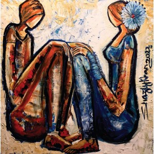 Shazly Khan, Allah describes the spousal relationship, 54 x 54 Inch, Acrylic on Canva, Figurative Painting, AC-SZK-070